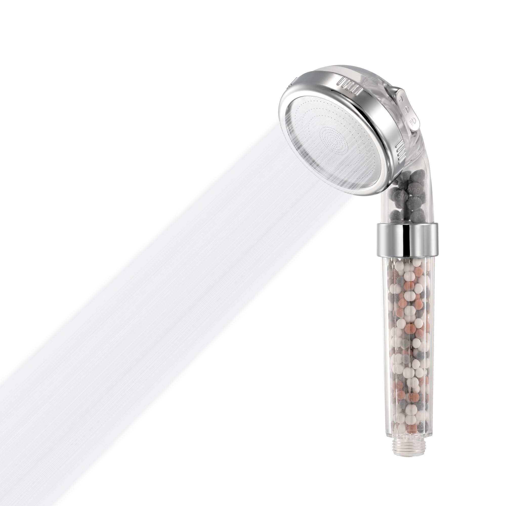 StoneStream Filtered Shower Head - High Pressure for Hard Water, 3 Settings
