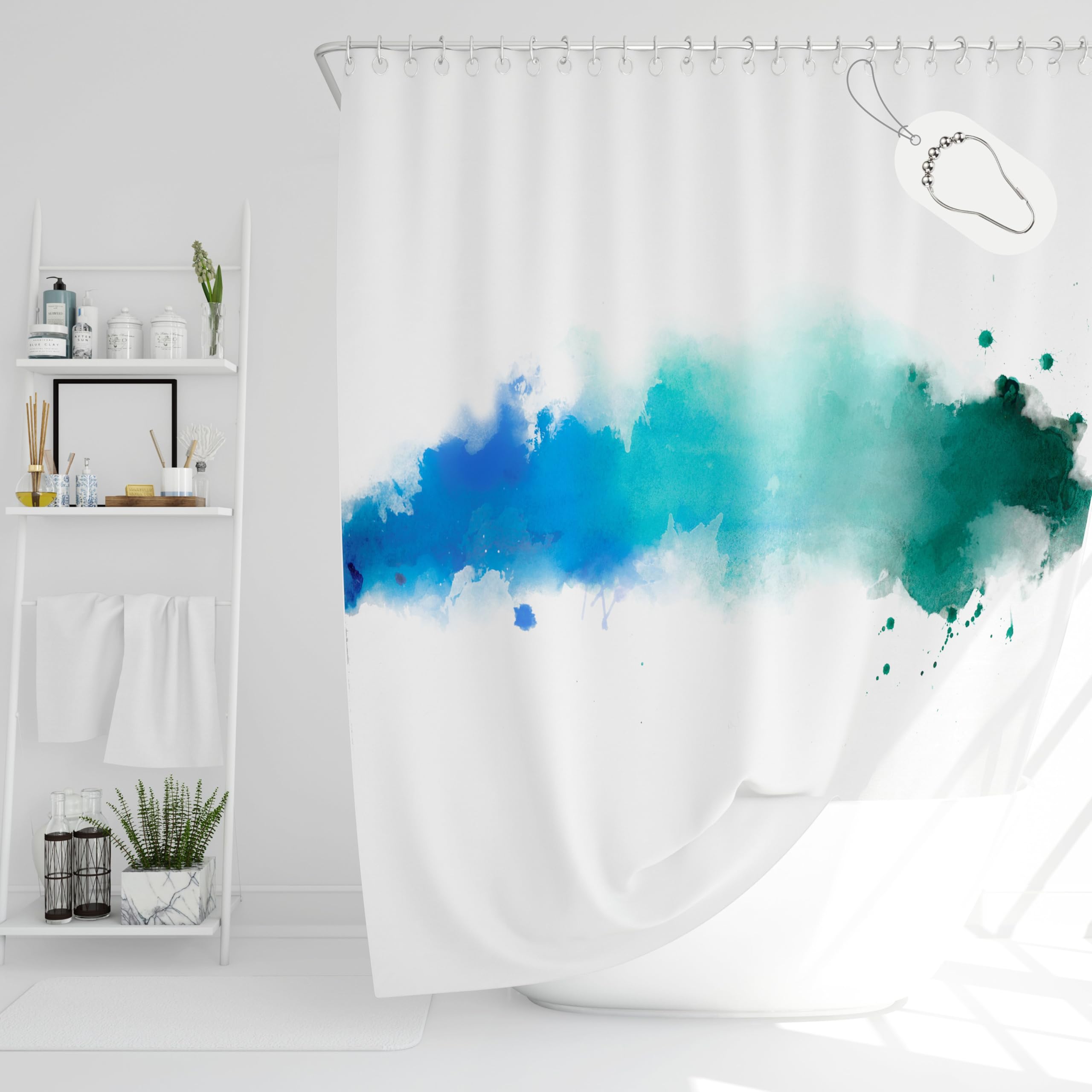 DROPHOP Textile Shower Curtain – Blue Gradient Waterproof Polyester