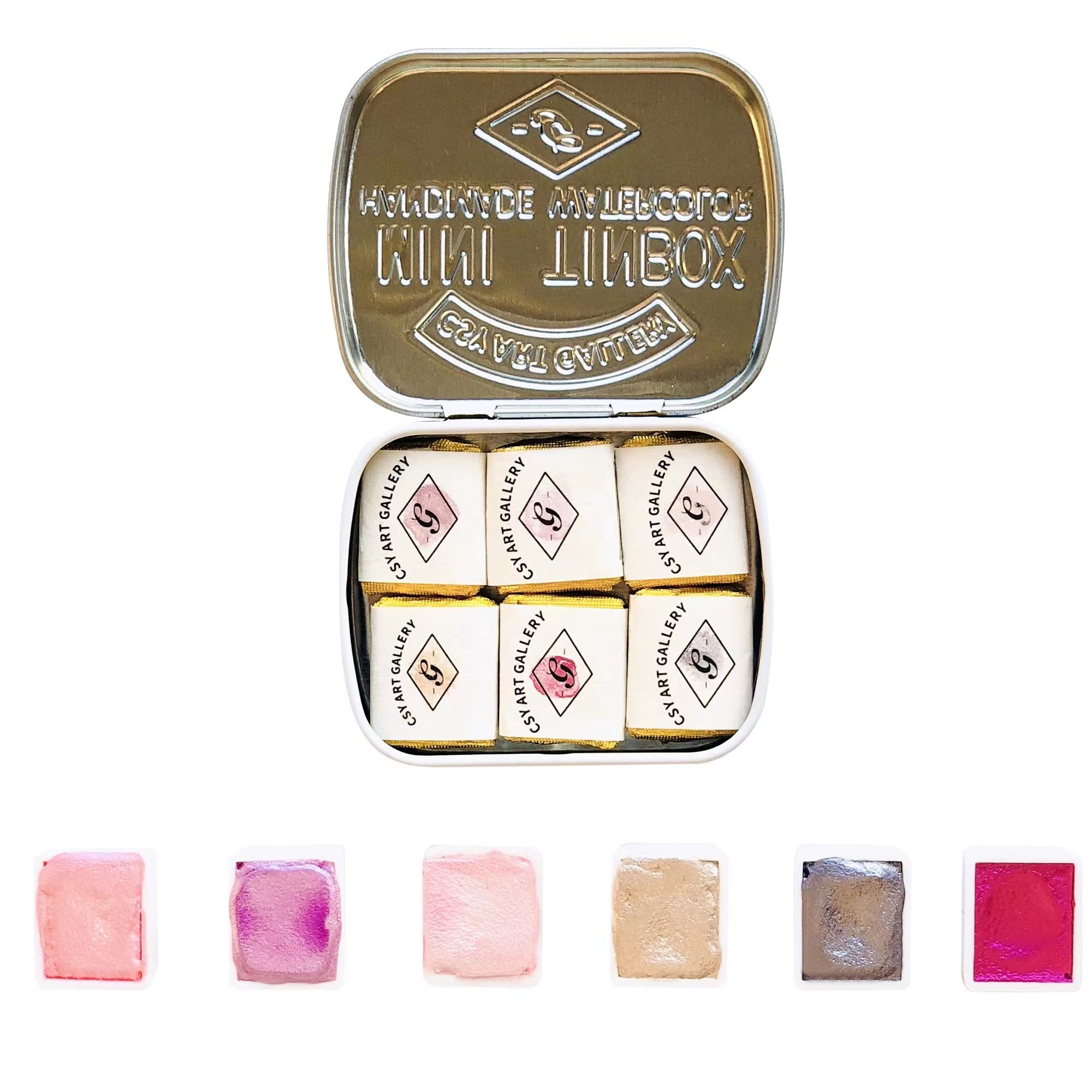 Handmade Metallic Watercolor Paint Set - Pink Peach Shimmer