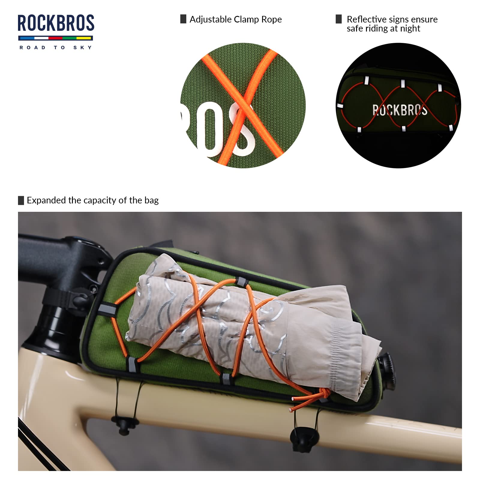 ROCKBROS Waterproof Bicycle Top Tube Frame Bag – 0.7L MTB & Road Bike