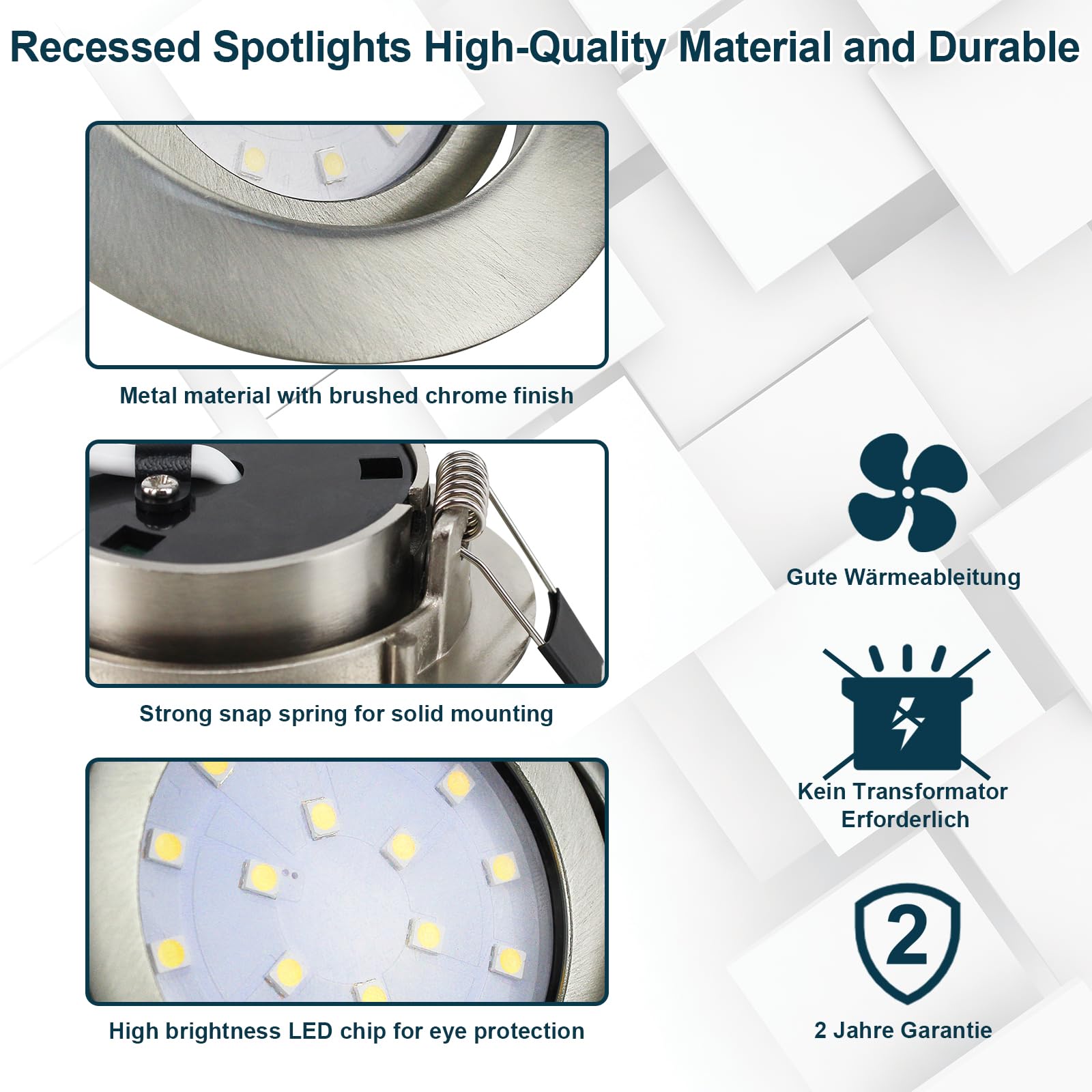HiBay 8-Pack Ultra Slim LED Recessed Spotlights | Brushed Chrome Tilt Downlights