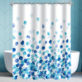Lerores Blue Petals Shower Curtain – Anti-Mould Washable Polyester, 180x180cm