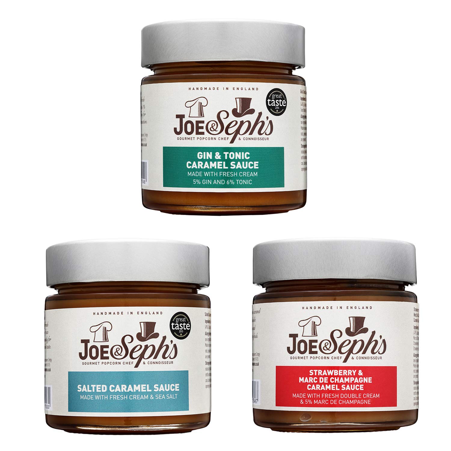 Joe & Seph's Gourmet Caramel Sauce Selection Set - 3 x 230g Jars