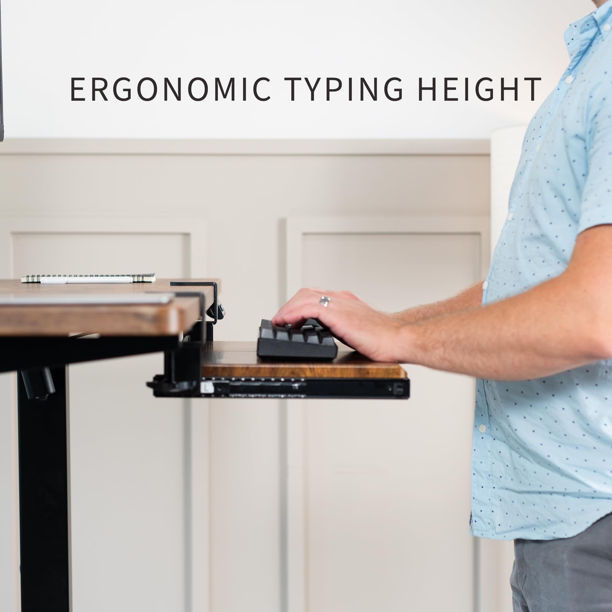 VIVO Small Under Desk Keyboard Tray | C-Clamp Mount, Rustic Brown