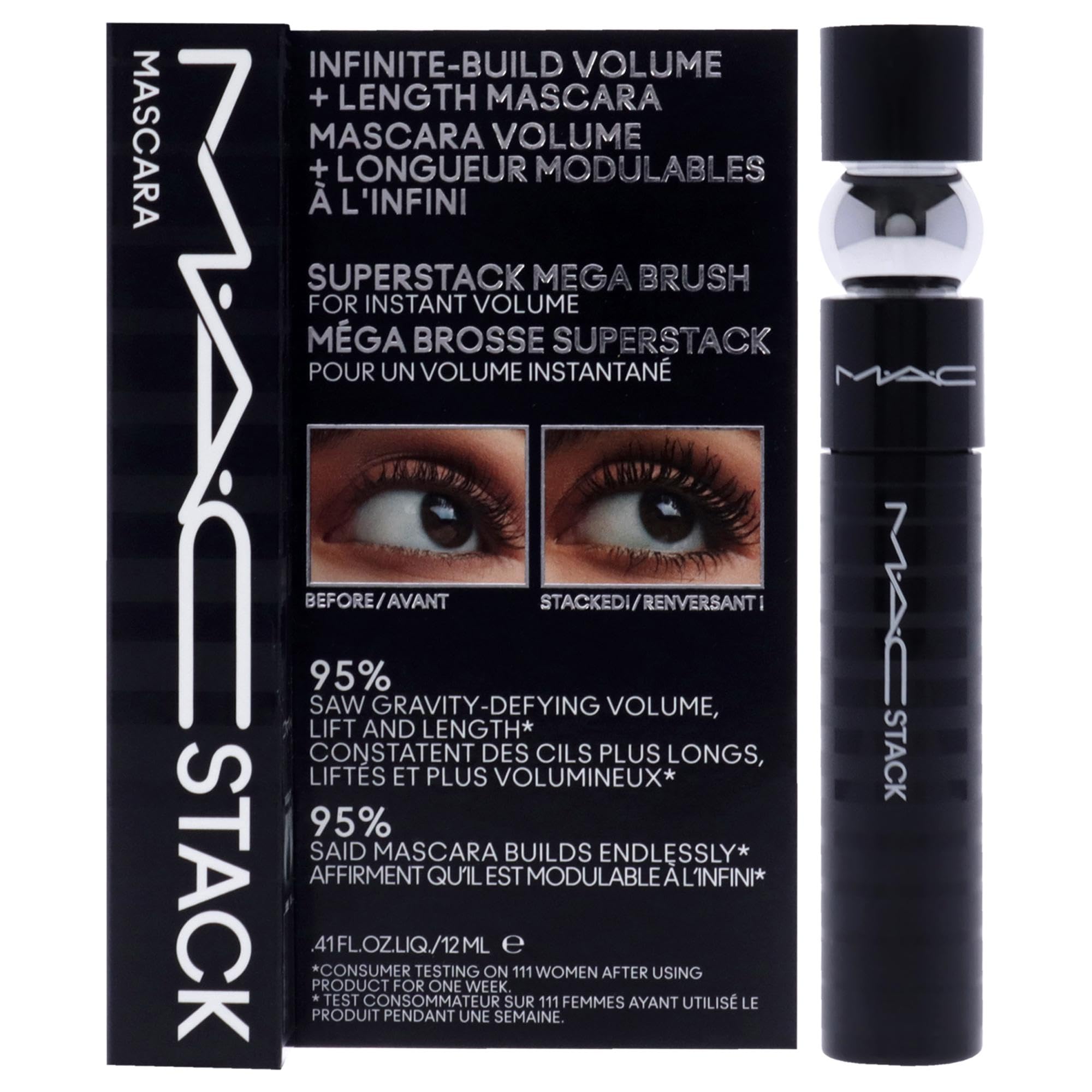 MAC Stack Mascara – Superstack Macro Brush for Volume & Length, 0.41 oz