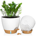 ZMTECH 30cm Self Watering Plant Pots with Drainage - Set of 2 White