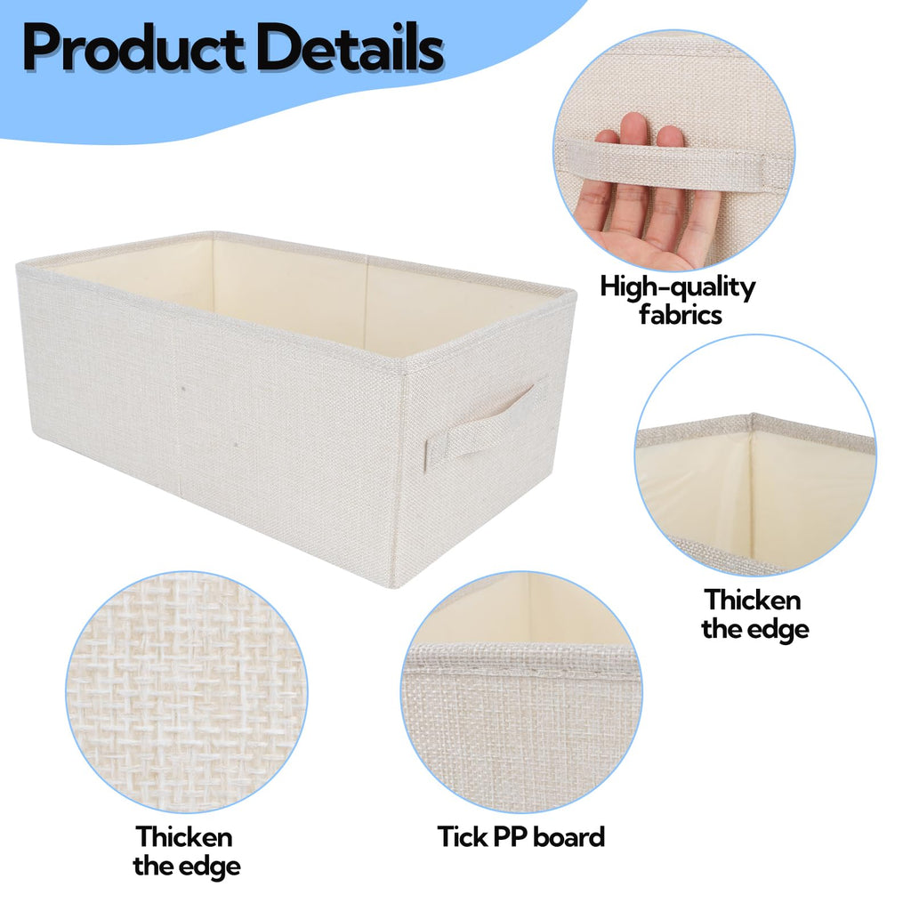 Homo Trends 3 Fabric Storage Boxes, Wardrobe Storage Boxes, White - image 4