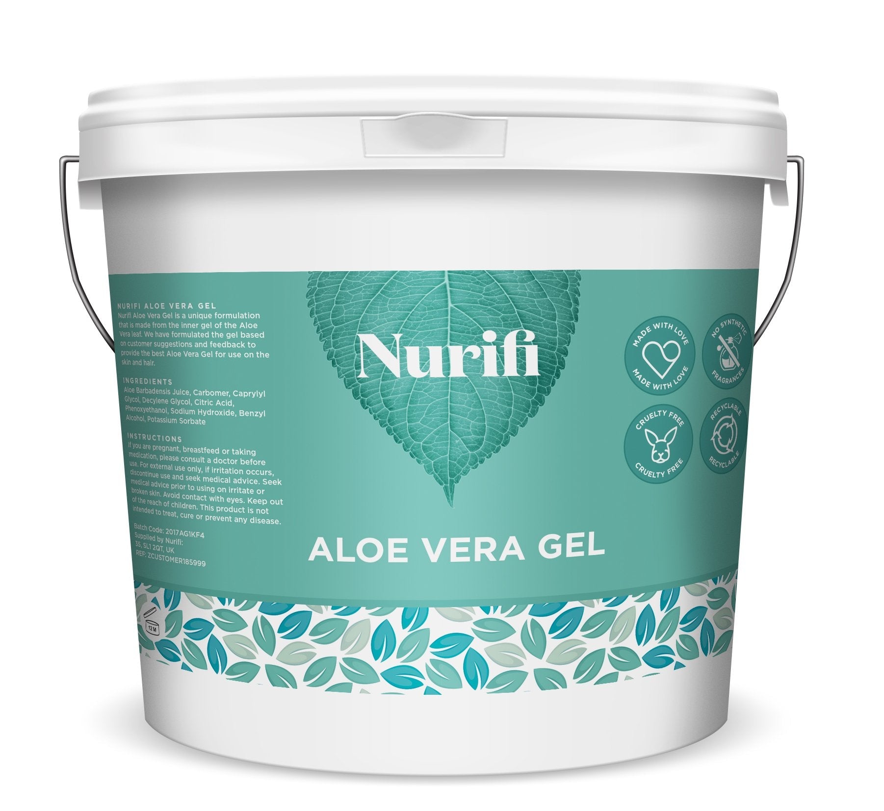 Nurifi 99% Pure Aloe Vera Gel for Face, Skin & Hair – 1KG Bulk Size