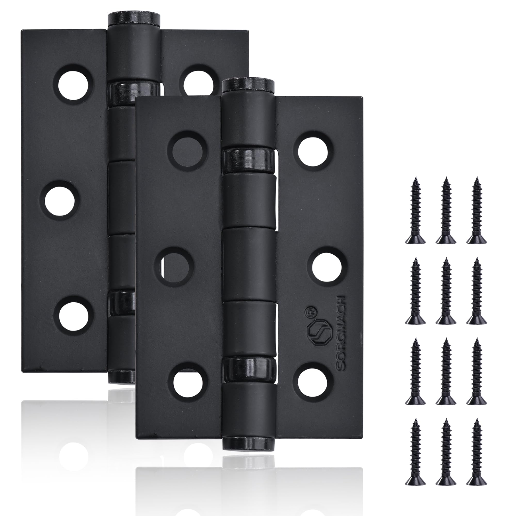 Jolof Store Matte Black Door Hinges | 75mm Ball Bearing Heavy Duty - 12 Pack