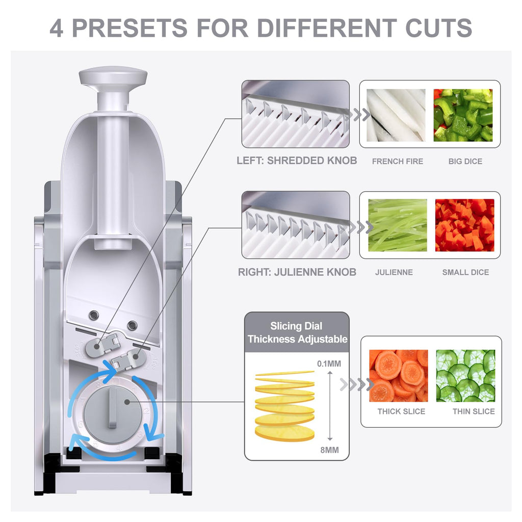 SUPMAKIN Safe Mandoline Slicer – 4 Mode Vegetable Chopper & Dicer