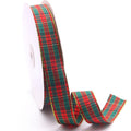 Trovebox Tartan Christmas Ribbon | 25mm x 25 Yard Red Green Gold Plaid