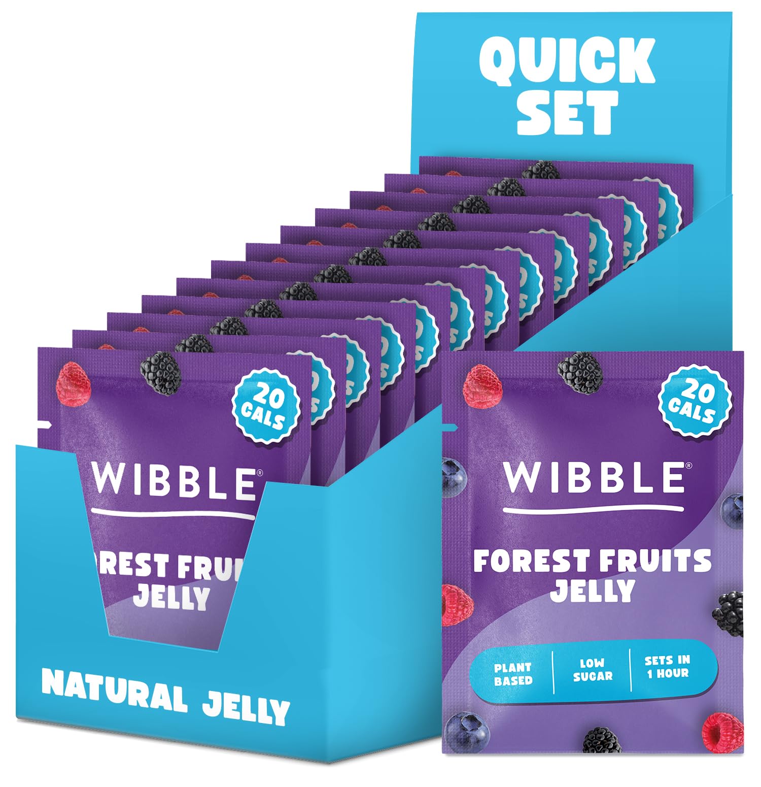 Wibble Forest Fruits Plant-Based Jelly Powder | Low Sugar & Calorie (12 Pack)