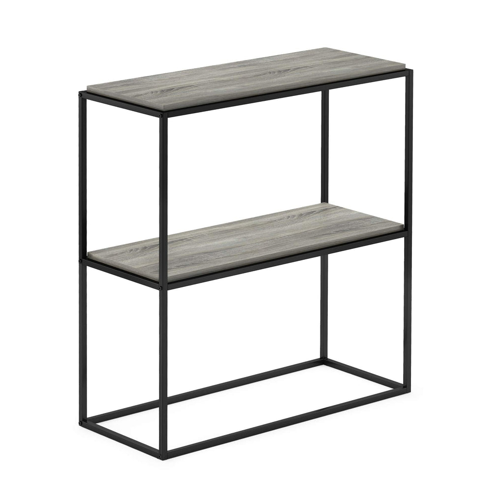 Furinno MORETTI 2-Tier Stackable Grey Book Shelf, Metal Frame Storage Shelves, Rectangular Display Shelf, Easy Assembly, for Organization and Storage - image 5
