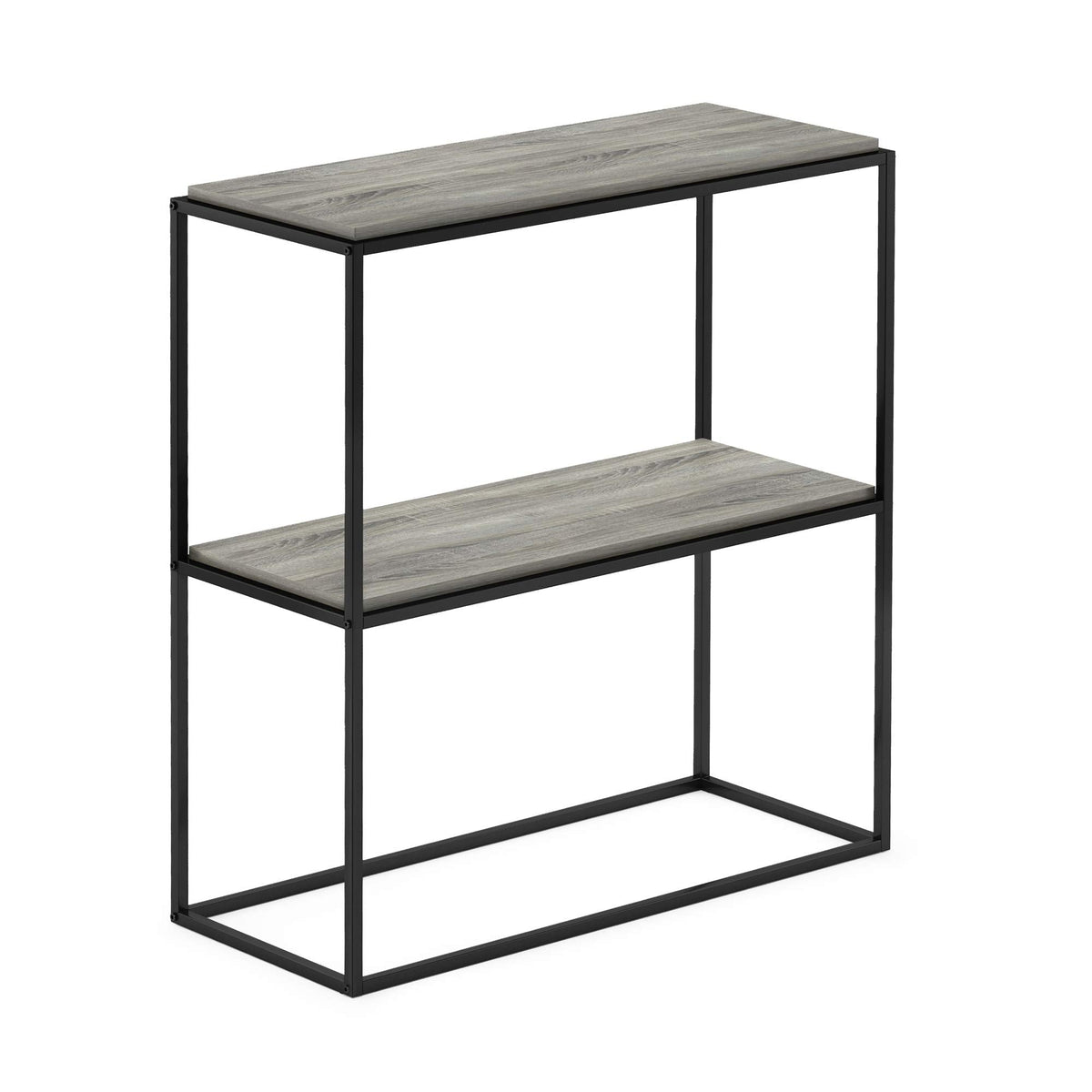Furinno MORETTI 2-Tier Stackable Grey Book Shelf, Metal Frame Storage Shelves, Rectangular Display Shelf, Easy Assembly, for Organization and Storage - image 5
