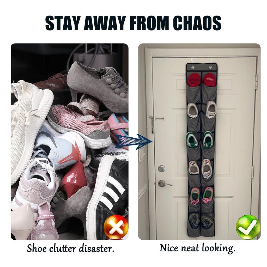 Tsathoggua Over the Door Shoe Organizer with 14 Pockets, 2 Hooks, Black - image 4