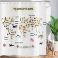 ASDCXZ World Map Animals Shower Curtain | Waterproof Polyester 180x180cm