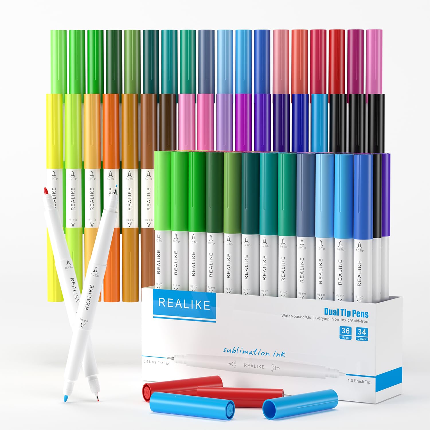 REALIKE Sublimation Markers for Cricut - 36 Pack Dual Tip Infusible Pens
