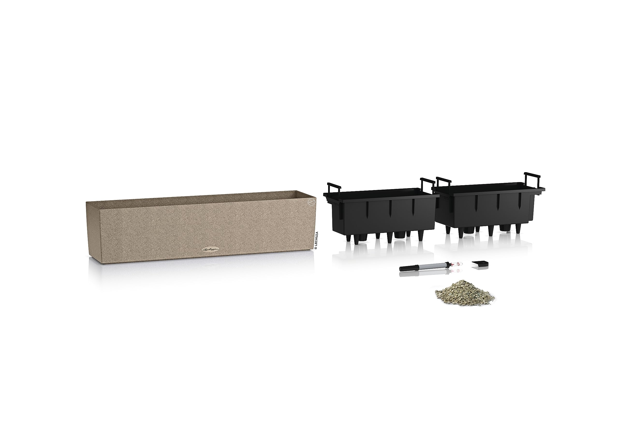 Lechuza BALCONERA Stone 80 Self-Watering Window Box Planter - Sand