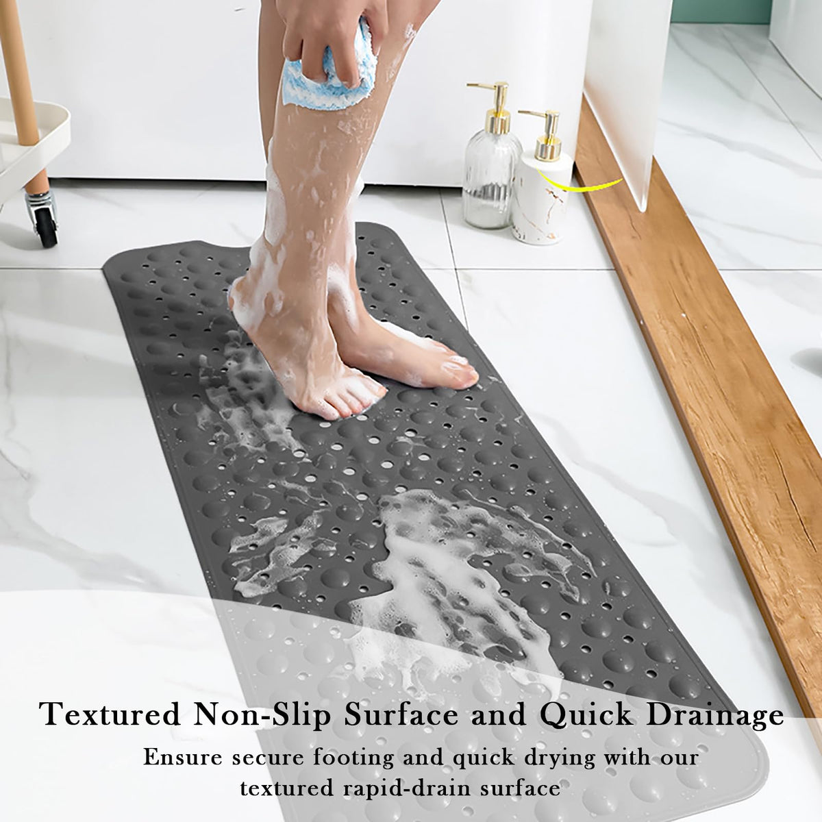 Non Slip Bathroom Mat with Suction Cups Washable Bathtub Floor Rug - image 4