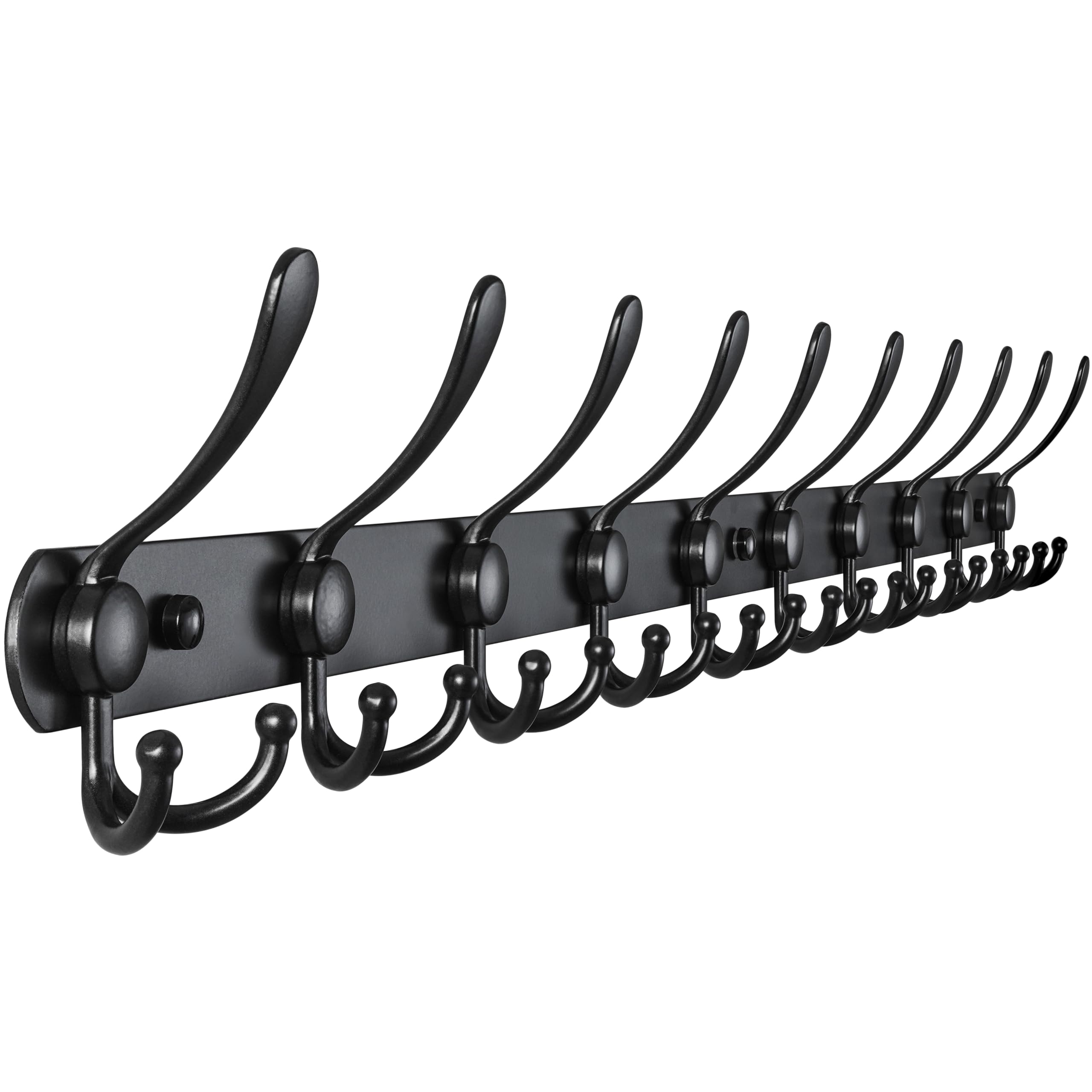 Dseap 96cm Wall Mounted Coat Rack | 10 Tri Hooks Heavy Duty Metal Rail