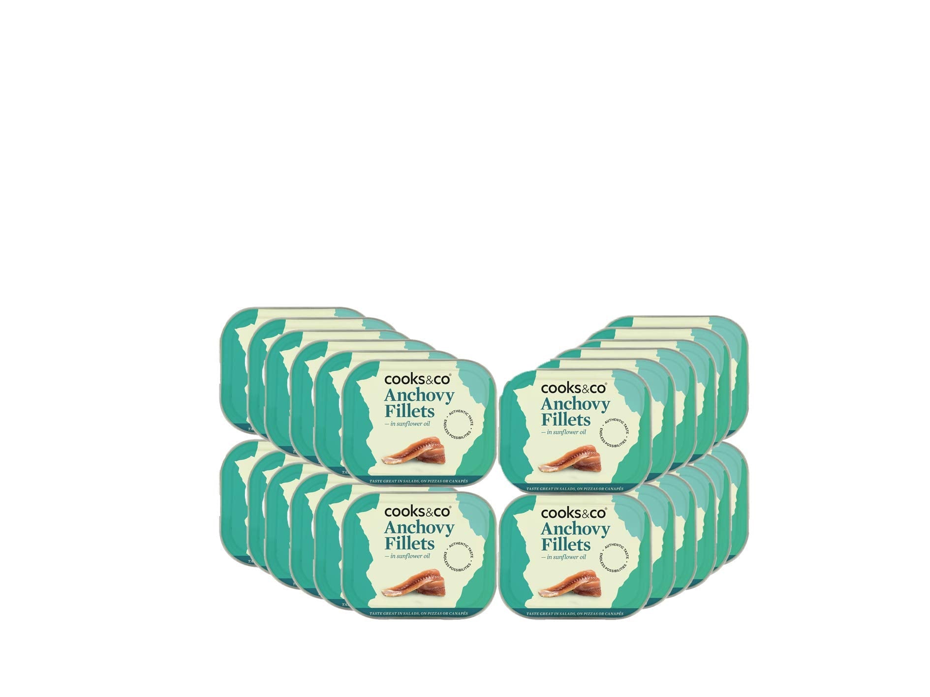 Cooks & Co Anchovy Fillets in Sunflower Oil - 2190g (Pack of 6)