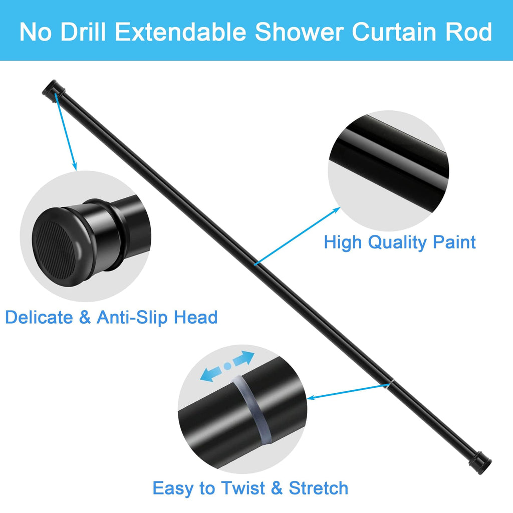 1PC No Drill Curtain Pole, No Drill Curtain Pole, Shower Pole Extendable for Shower Curtain,Door Curtain, Bathroom