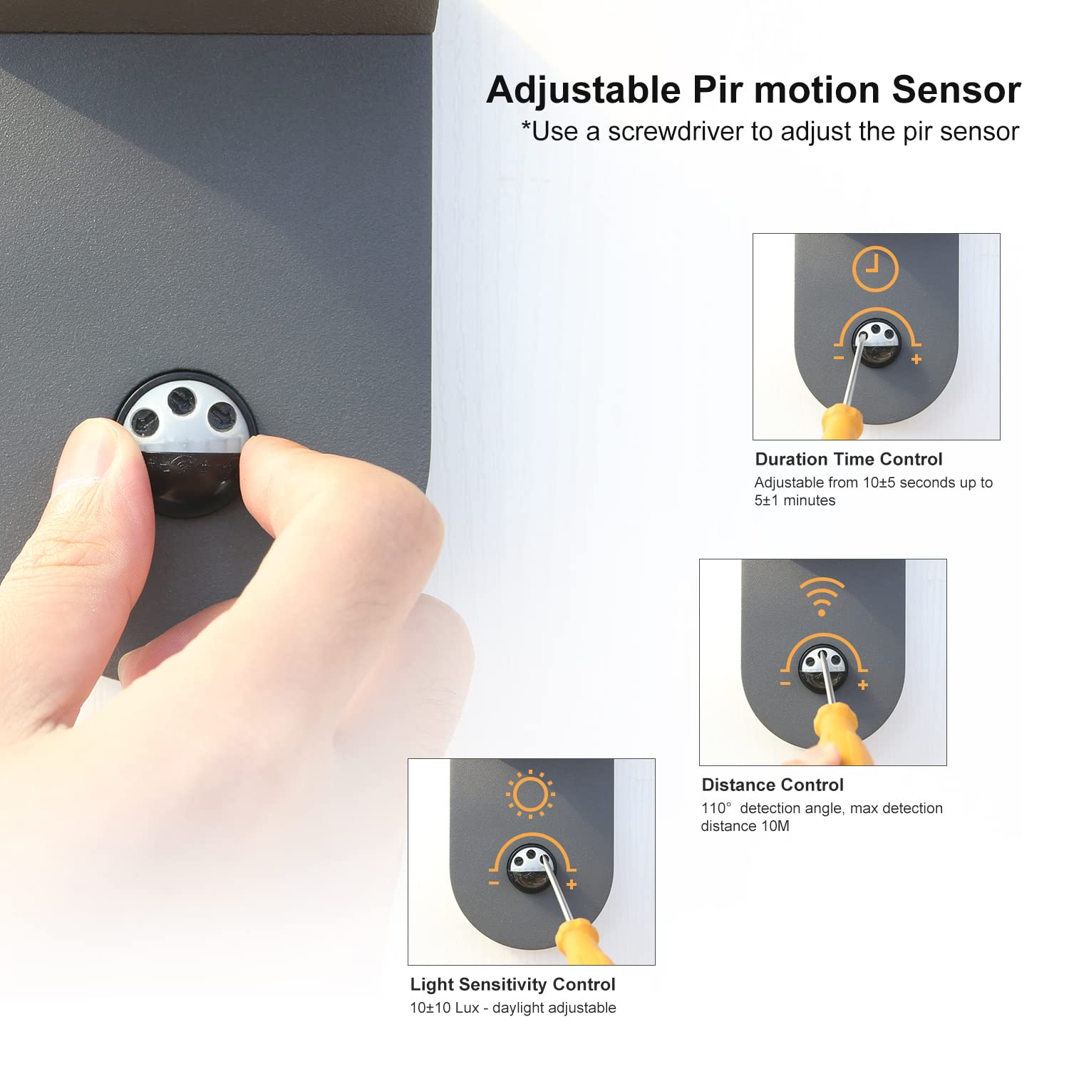 DAWALIGHT Outdoor Wall Light | PIR Motion Sensor IP44 Lantern – Dark Grey