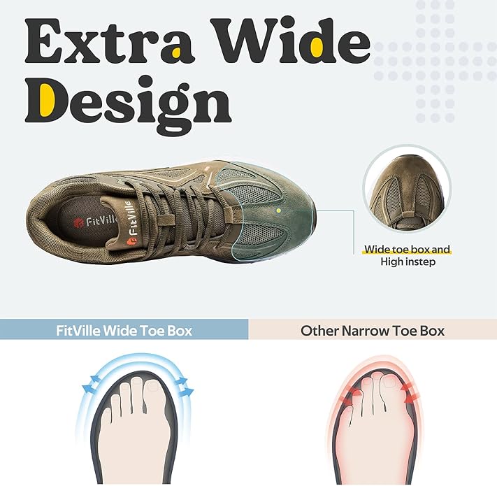 FitVille Mens Extra Wide Fit Trainers | Orthopedic Running Shoes