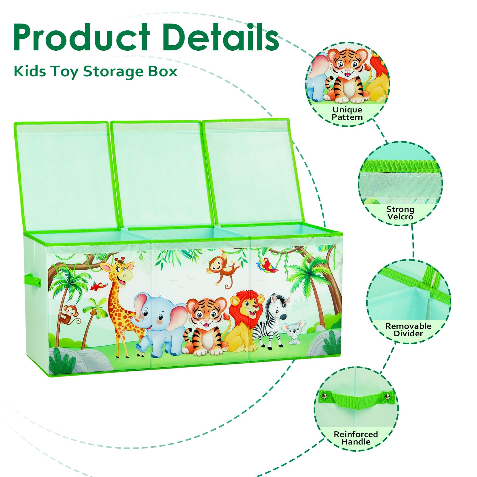Decalsweet Jungle Animal Extra Large Toy Storage Box – Foldable Oxford Chest