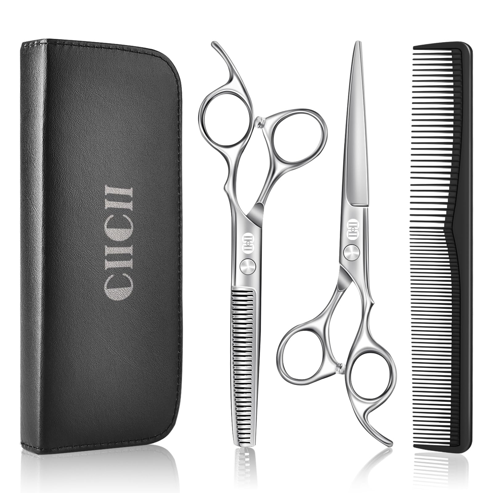 CIICII Professional Hair Scissors Set – 8-Piece Stainless Steel Barber Kit