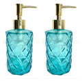 Jolof Store Glass Soap Dispenser – 400ml Turquoise & Gold Pump