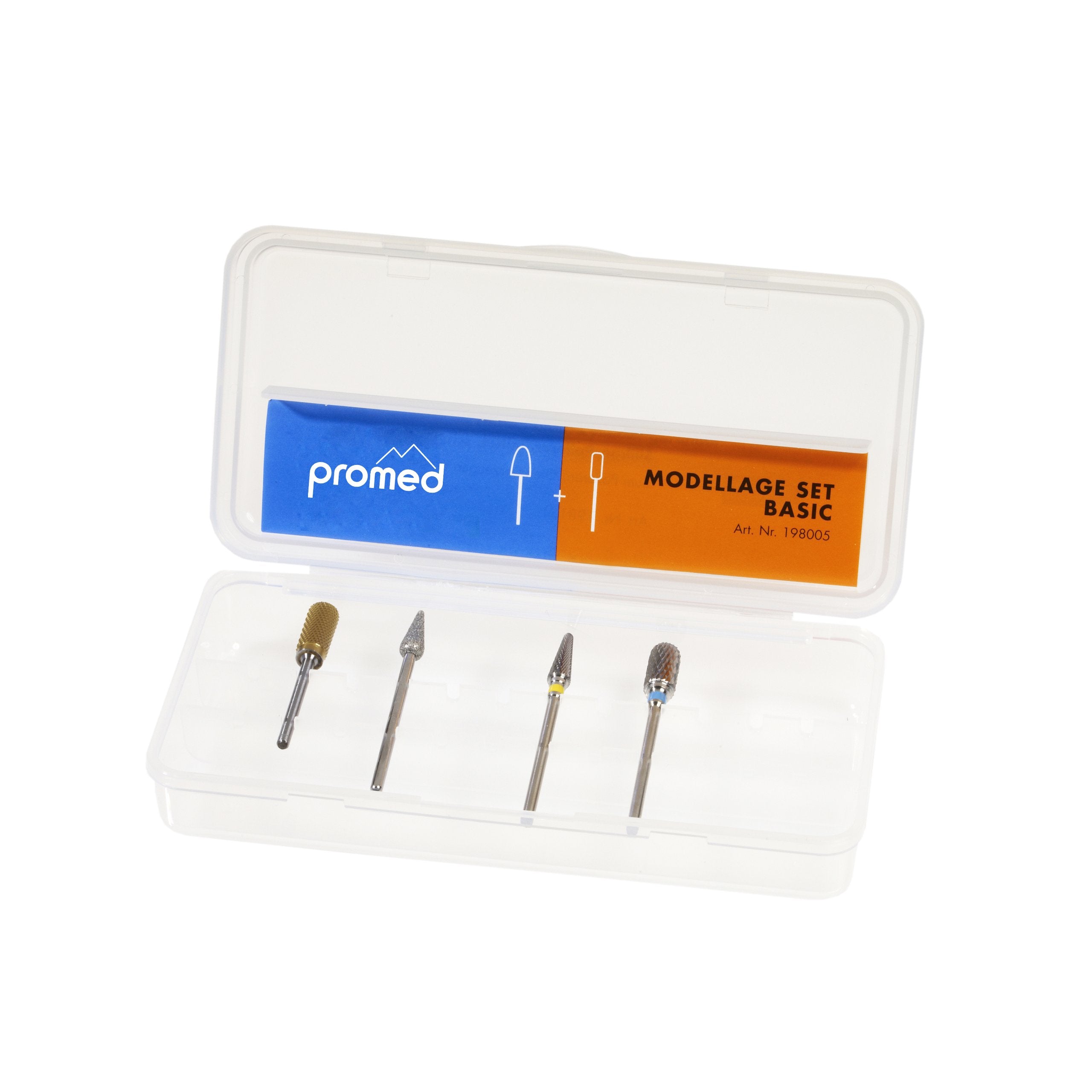 Promed Basic Sanding Set – 4-Piece Carbide & Diamond Nail Bit Set
