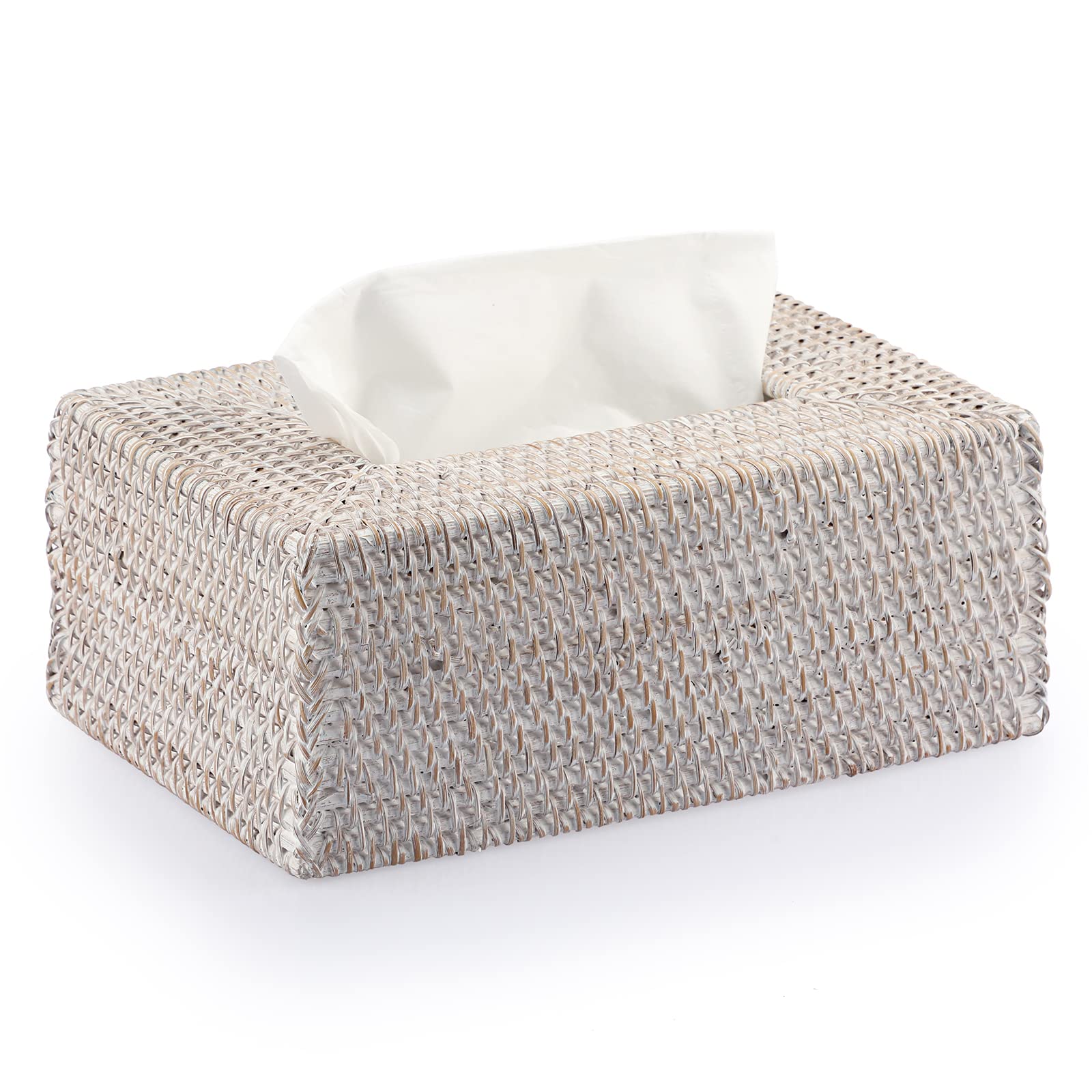 IGNPION Handcrafted Rattan Rectangular Tissue Box Cover – Boho Decor