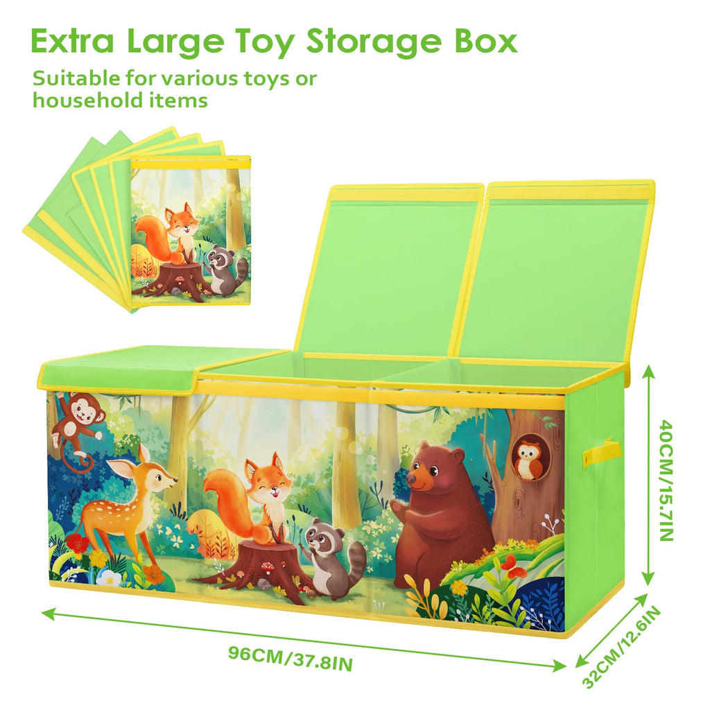 Decalsweet Extra Large Foldable Toy Storage Box with Lid – Forest Animal