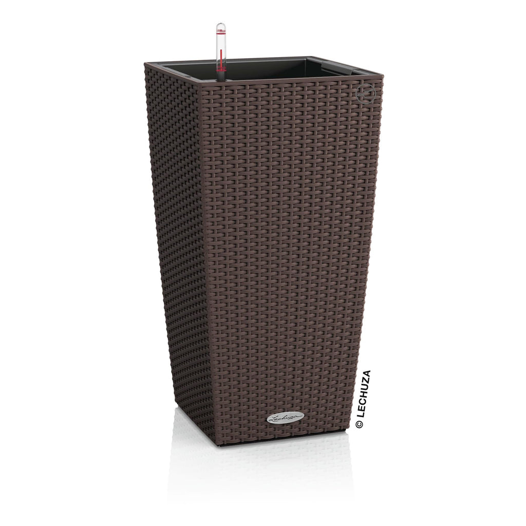 Lechuza CUBICO Cottage 40 Self-Watering Rattan Planter - Mocha