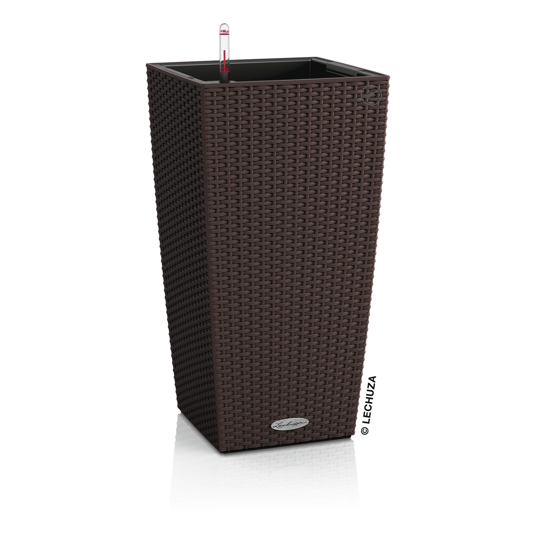 Lechuza CUBICO Cottage 40 Self-Watering Rattan Planter - Mocha