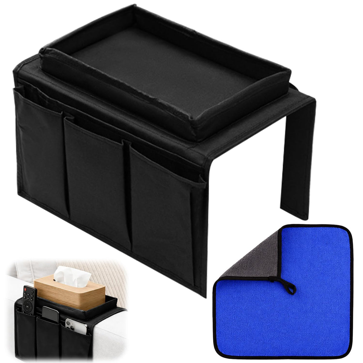 Kdkoeo Sofa Arm Tray, Armchair Tray With rag - image 1