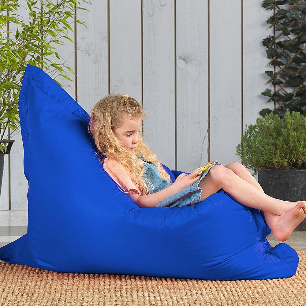 Bean Bag Bazaar Kids Bean Bag | Water-Resistant Outdoor Floor Cushion, Blue