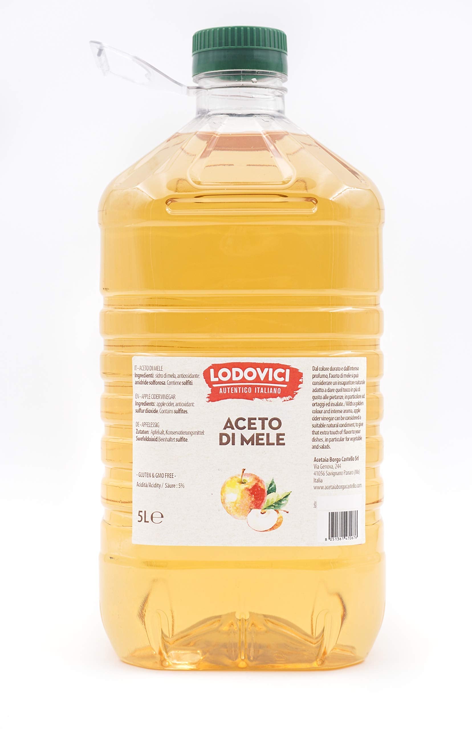 Lodovici Apple Vinegar – 5 Litre Bulk Natural Cooking Vinegar Bottle
