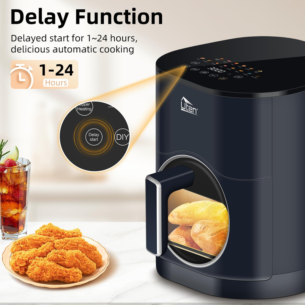 Uten Dual Blaze Air Fryer 5.5L | 14-in-1 Smart Cooker with Visual Window
