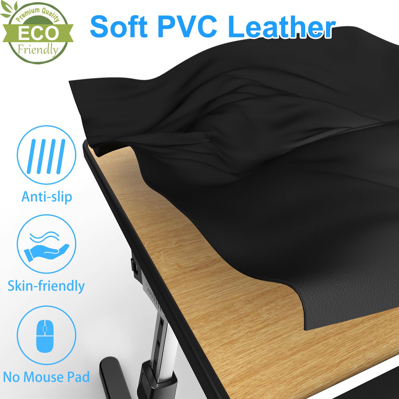Potuopy X-Large Adjustable Laptop Bed Table | Foldable Leather Desk