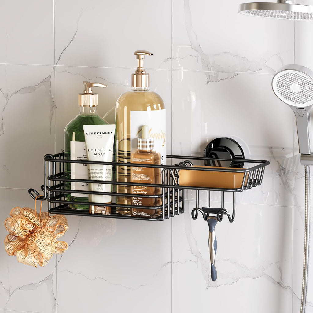 TAILI Suction Shower Caddy Stainless Steel Rustproof Suction Cup, Black - image 1
