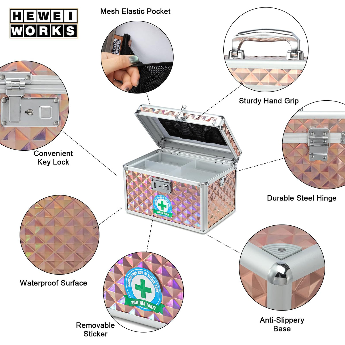 HEWEI WORKS Medication LockBox with Key, Lockable Medicine Storage Box, Security Lock Box, Medical Organizer - image 4