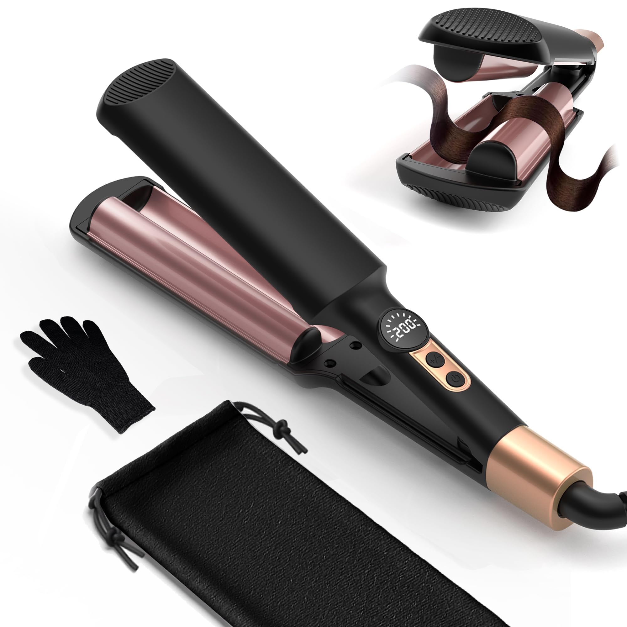 UKLISS Mini Hair Waver – 2 Barrel Mermaid Curling Iron for Beach Waves