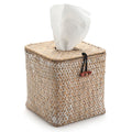 Seagrass Square Tissue Box Cover – Woven Whitewash Holder