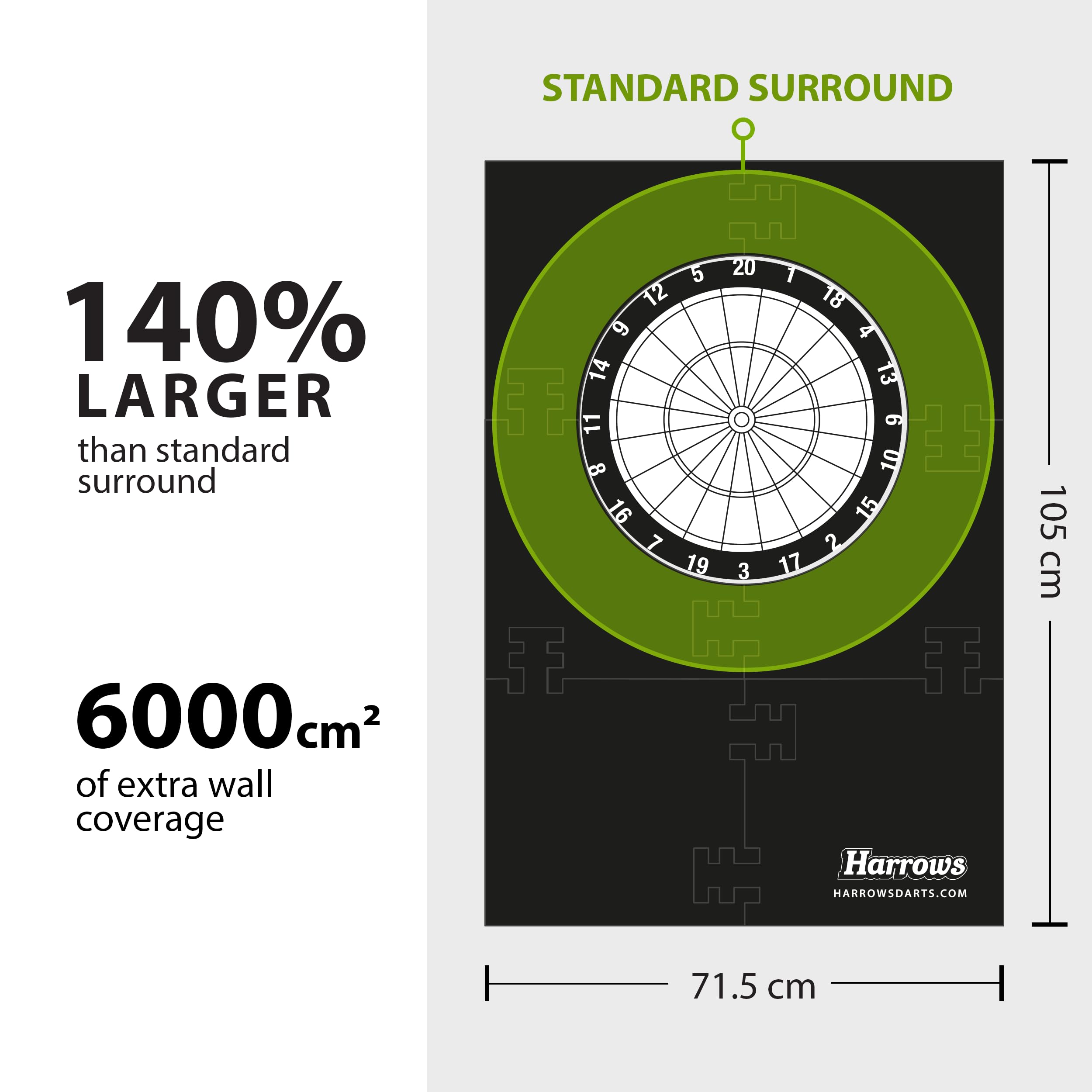 Harrows XL Dart Board Surround Ring | 6pc EVA Foam Wall Protector
