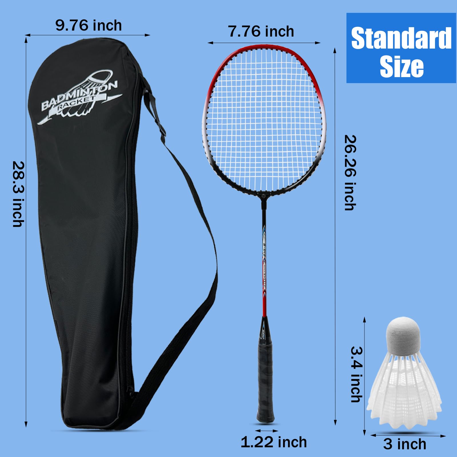 Magicorange Badminton Rackets Set of 4 - Aluminum Outdoor Game Set