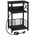 AMHANCIBLE Record Player Stand with Charging Station, Vinyl Record Storage