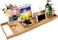 Bamboo Bathtub Caddy Tray | Extendable Bath Bridge with Holders