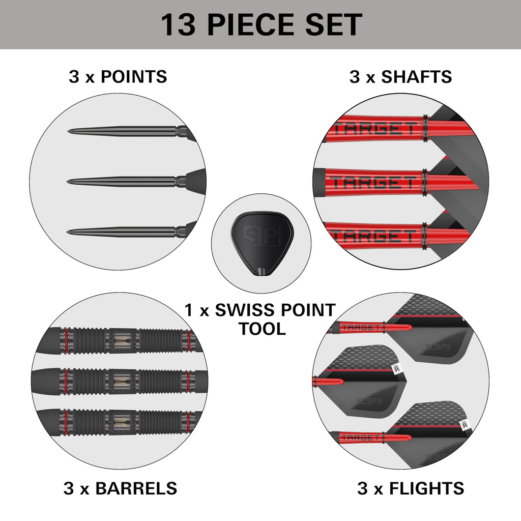 Target Darts Scope 02 Steel Tip Swiss Point - 90% Tungsten 24g Dart Set